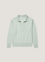 Women's Cashmere Polo Shirt in Light Green