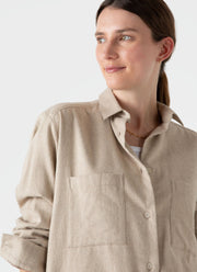 Women's Oversized Flannel Shirt in Oatmeal Melange