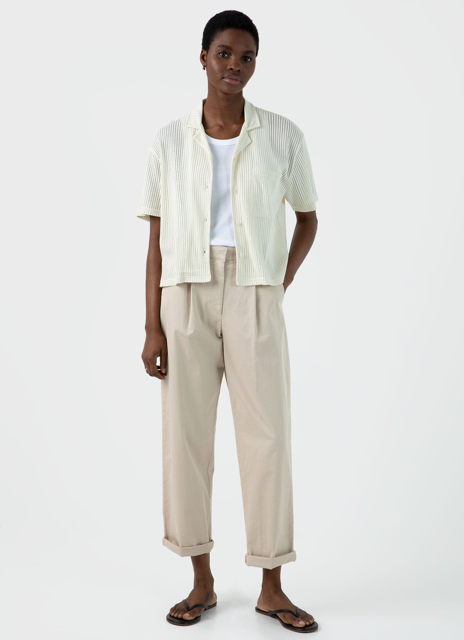 レースメッシュシャツ（Ecru）| Sunspel