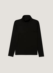Women's Long Sleeve Funnel Neck Top in Black