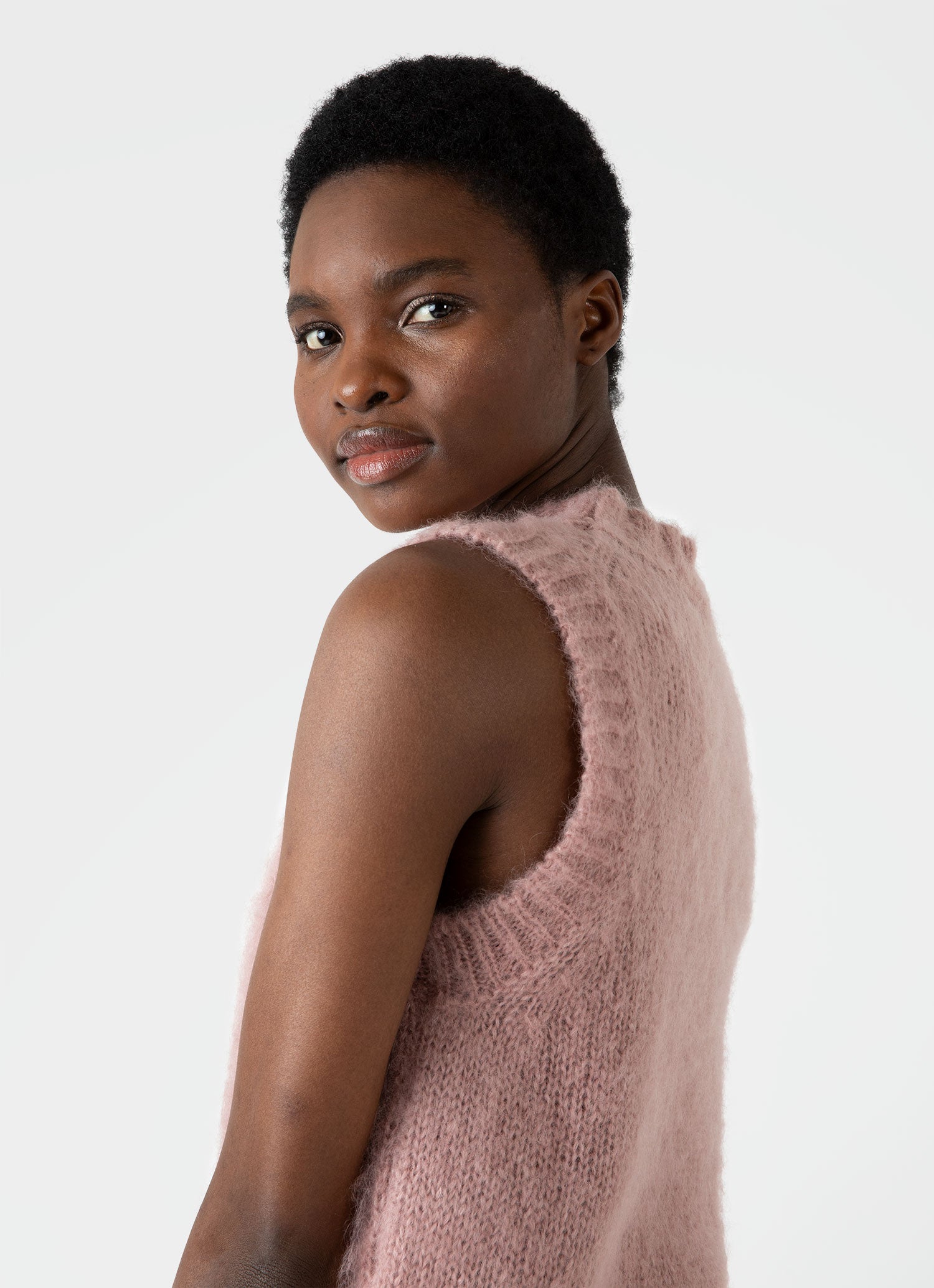 Women's Mohair Vest in Vintage Pink