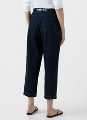 Women's Denim Tapered Trouser in Denim Rinse Wash