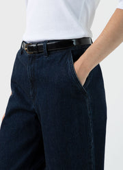 Women's Denim Tapered Trouser in Denim Rinse Wash