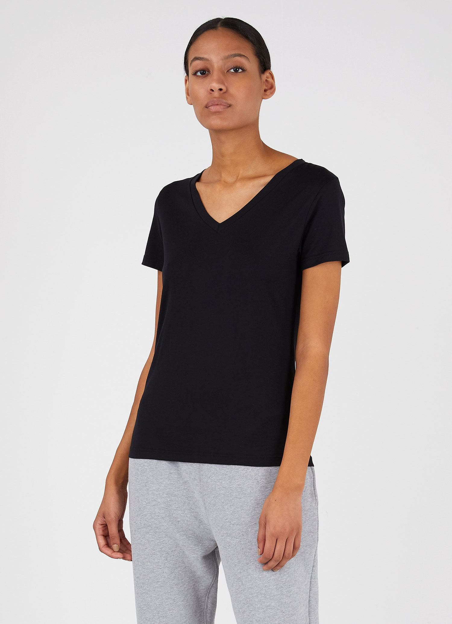 Women's V Neck T-shirt in Black