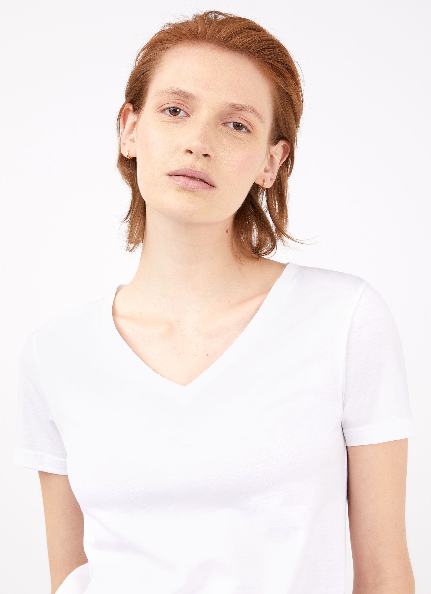 Women's V Neck T-shirt in White