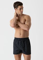 Men's Classic Print Boxer Shorts in Hole Spot Print Black