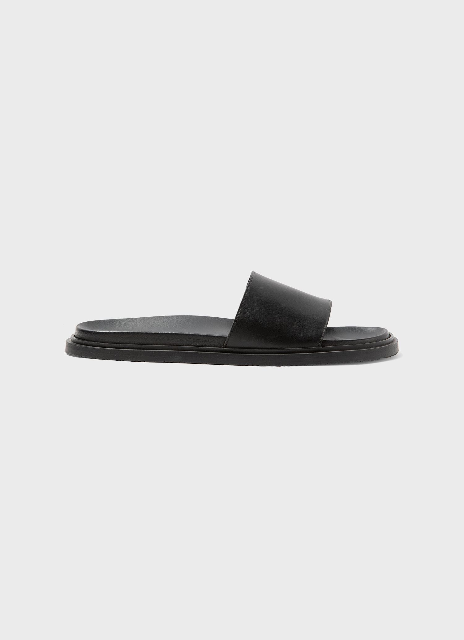 Men's Leather Slider in Black