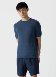 Men's Honeycomb Knitted T-shirt in Coast Melange