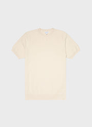 Men's Honeycomb Knitted T-shirt in Ecru
