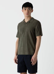 Men's Towelling Polo Shirt in Hunter Green