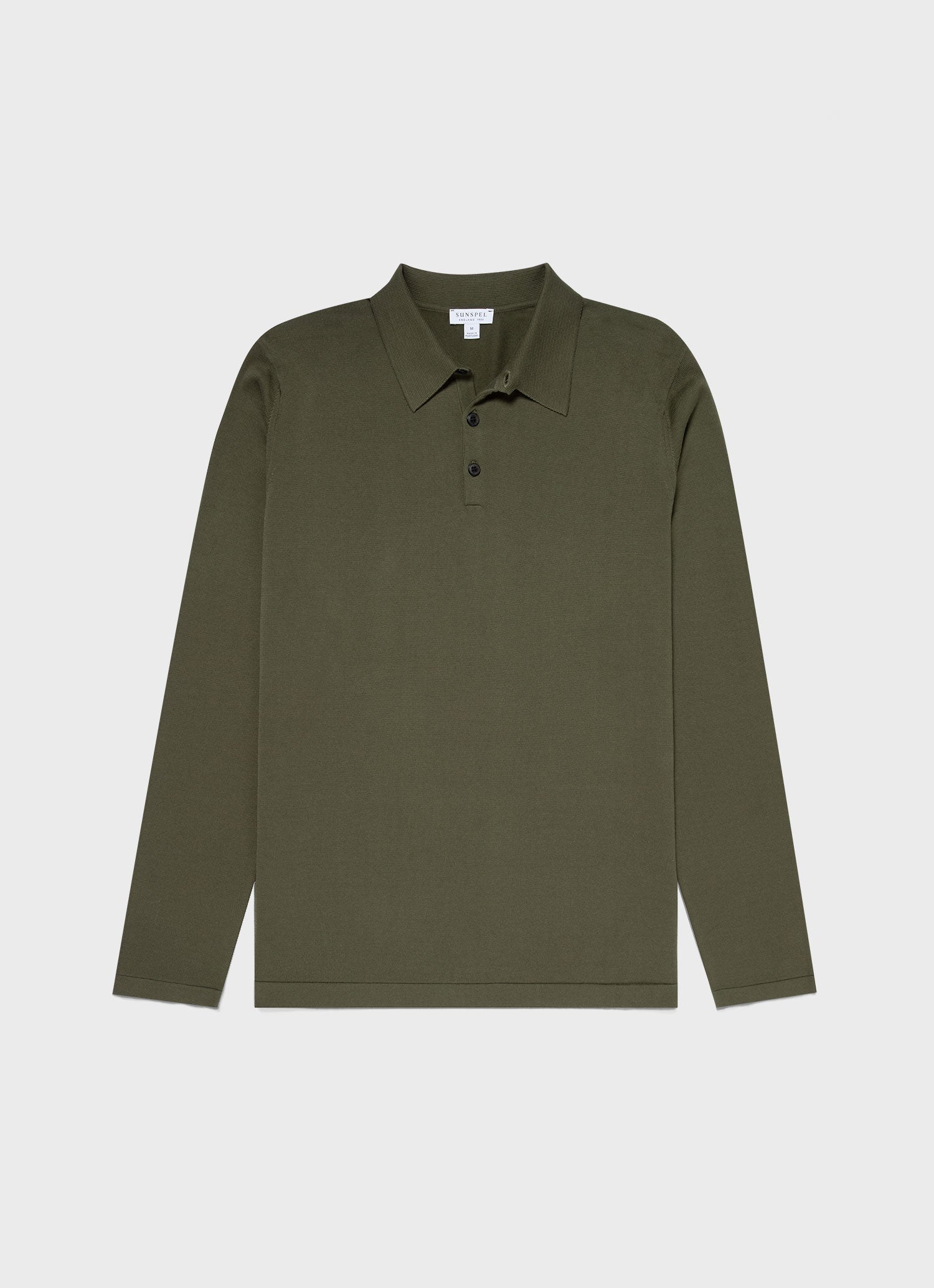 Men's Sea Island Cotton Long Sleeve Polo Shirt in Hunter Green