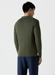 Men's Sea Island Cotton Long Sleeve Polo Shirt in Hunter Green