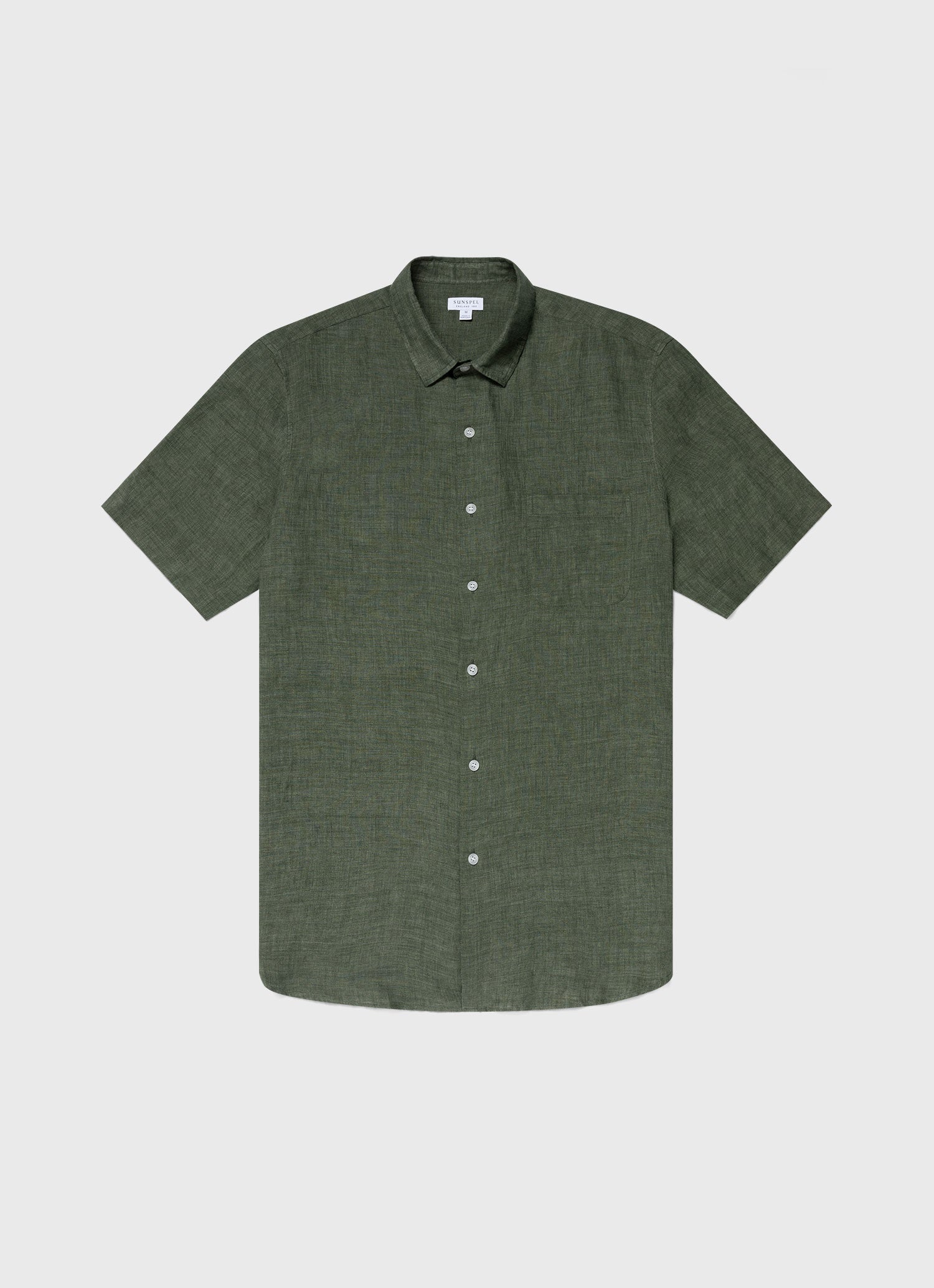 Men's Short Sleeve Linen Shirt in Hunter Green