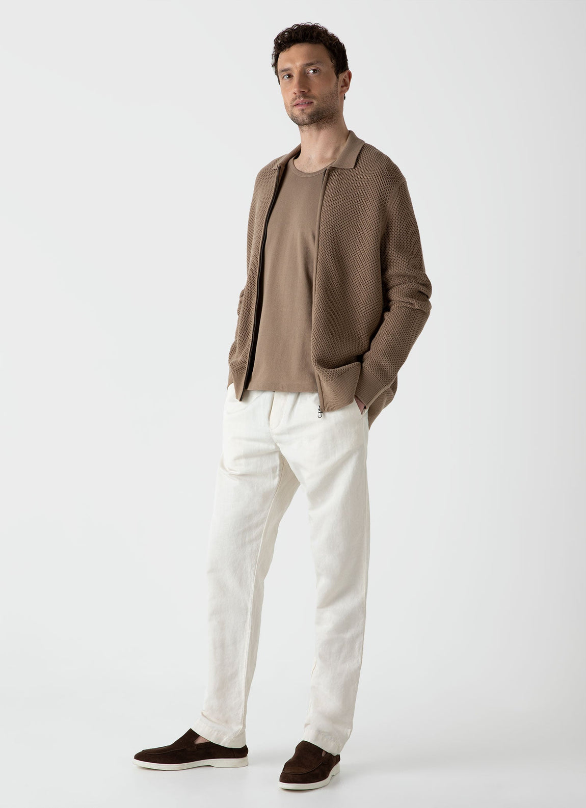 Men's Cotton Linen Drawstring Trouser in Undyed