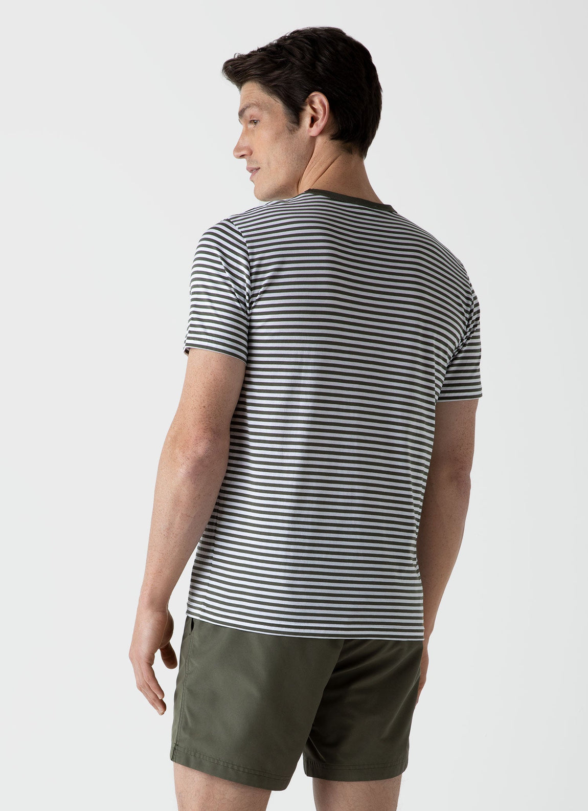 Men's Classic T-shirt in Hunter Green/White English Stripe