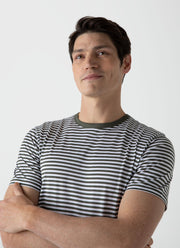 Men's Classic T-shirt in Hunter Green/White English Stripe