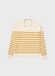 Women's Open Neck Jumper in Ecru/Cider Breton Stripe