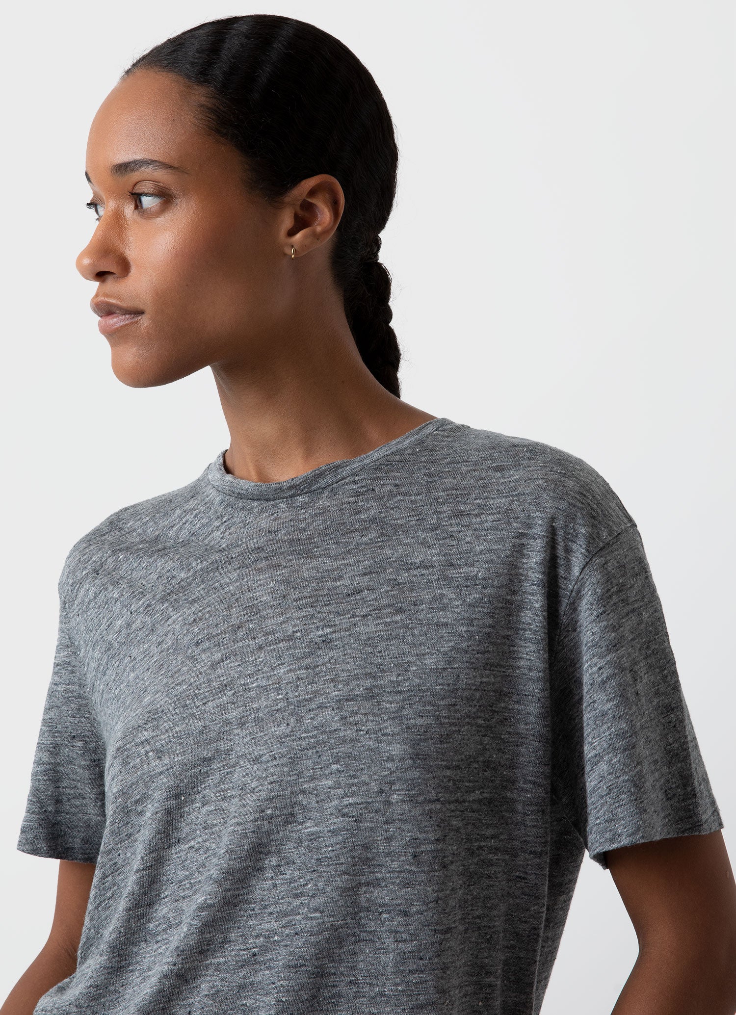 Women's Linen T-shirt in Mid Grey Melange